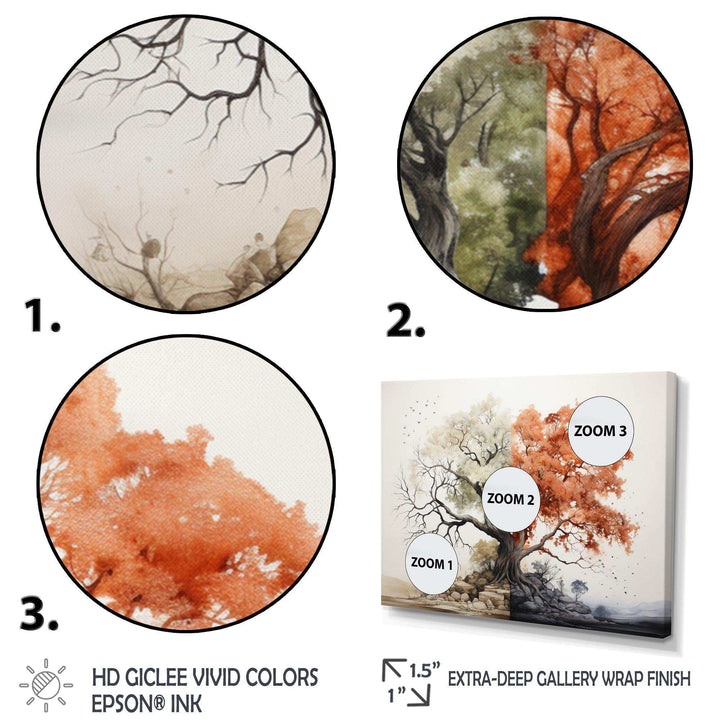 Coral White Tree Duality - Landscapes Canvas Wall Art