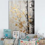 Tree Whispers Of Gray And Gold - Floral Canvas Wall Art