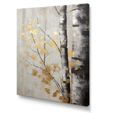 Tree Whispers Of Gray And Gold - Floral Canvas Wall Art