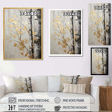 Tree Whispers Of Gray And Gold - Floral Canvas Wall Art