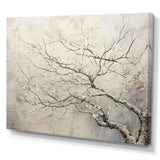 Tree Monochrome Whispers Of Beige - Floral Canvas Wall Art