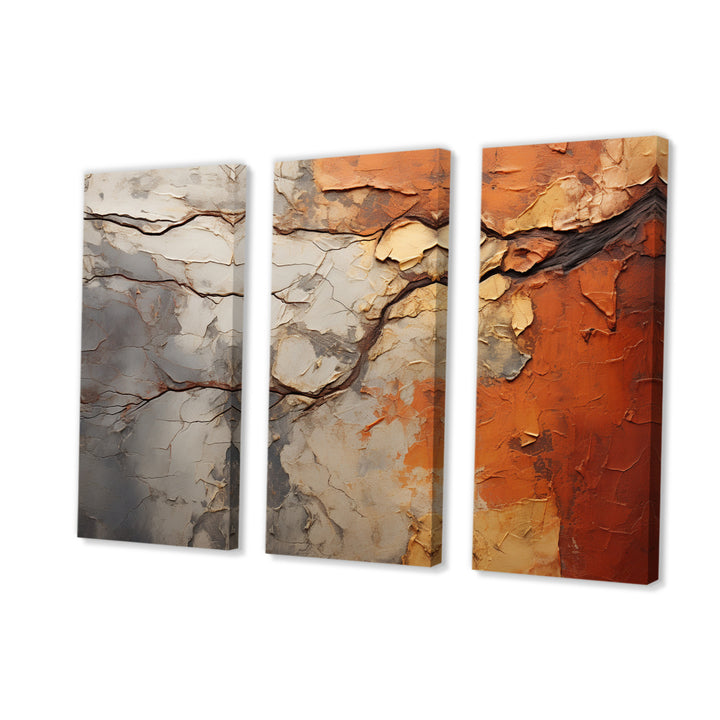 Orange Grey Abstract Redwood Tree Collage - Multi-Panels