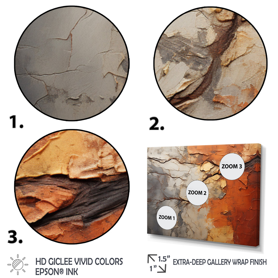 Orange Grey Abstract Redwood Tree Collage - Multi-Panels