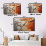 Orange Grey Abstract Redwood Tree Collage - Floral Canvas Wall Art