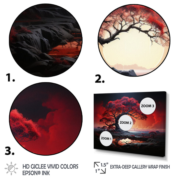 Red Tree Silhouette Symphony I - Multi-Panels