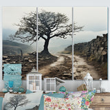 Brown Tree In Field - Multi-Panels
