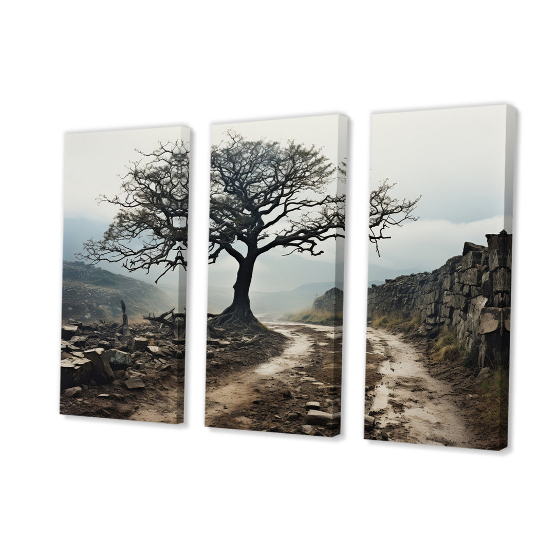 Brown Tree In Field - Multi-Panels