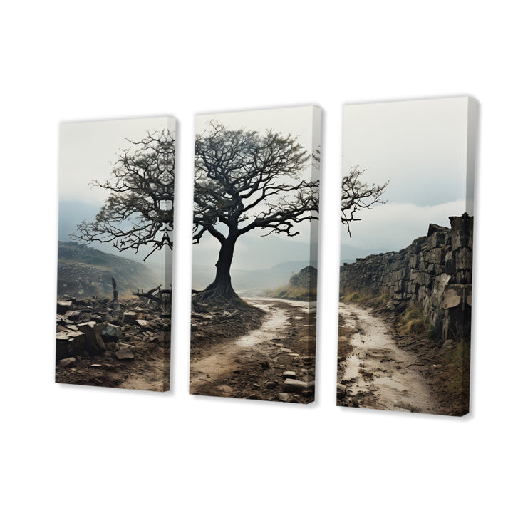 Brown Tree In Field - Multi-Panels