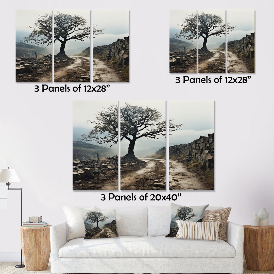 Brown Tree In Field - Multi-Panels