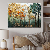 Orange Green Trees Canopy Patchwork I - Landscapes Canvas Wall Art