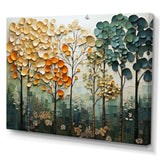 Orange Green Trees Canopy Patchwork I - Landscapes Canvas Wall Art