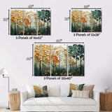 Orange Green Trees Canopy Patchwork I - Landscapes Canvas Wall Art