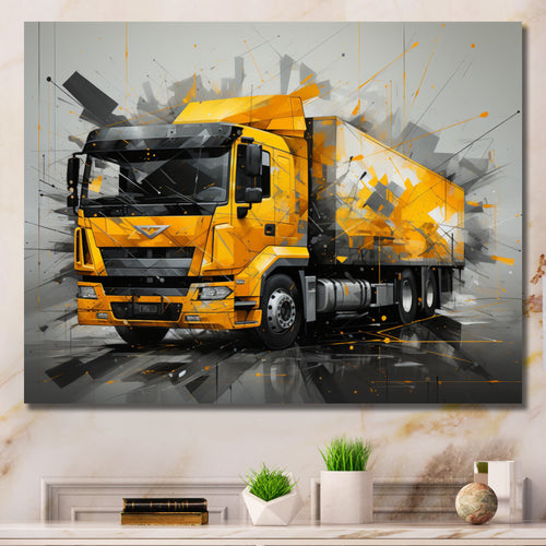 Yellow Truck 53Ft Geometric Momentum I - Truck Canvas Wall Art