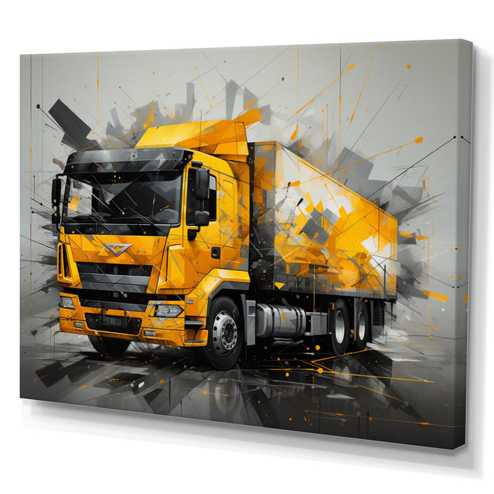 Yellow Truck 53Ft Geometric Momentum I - Truck Canvas Wall Art