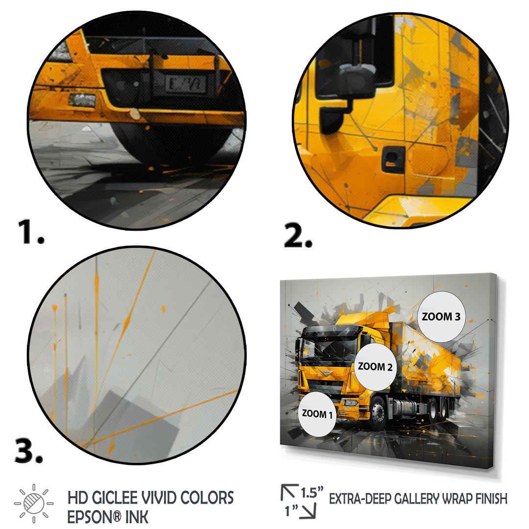 Yellow Truck 53Ft Geometric Momentum I - Truck Canvas Wall Art