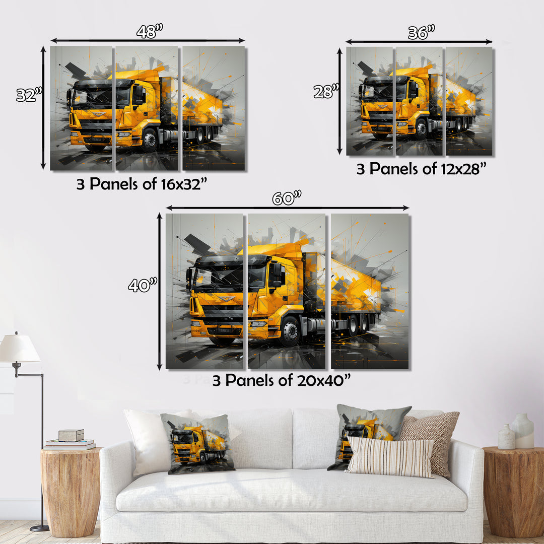 Yellow Truck 53Ft Geometric Momentum I - Truck Canvas Wall Art