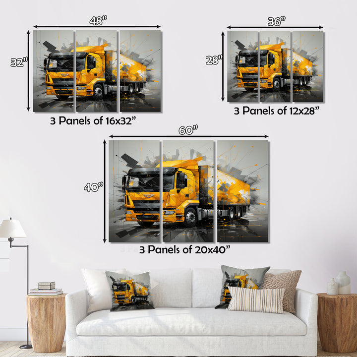 Yellow Truck 53Ft Geometric Momentum I - Truck Canvas Wall Art
