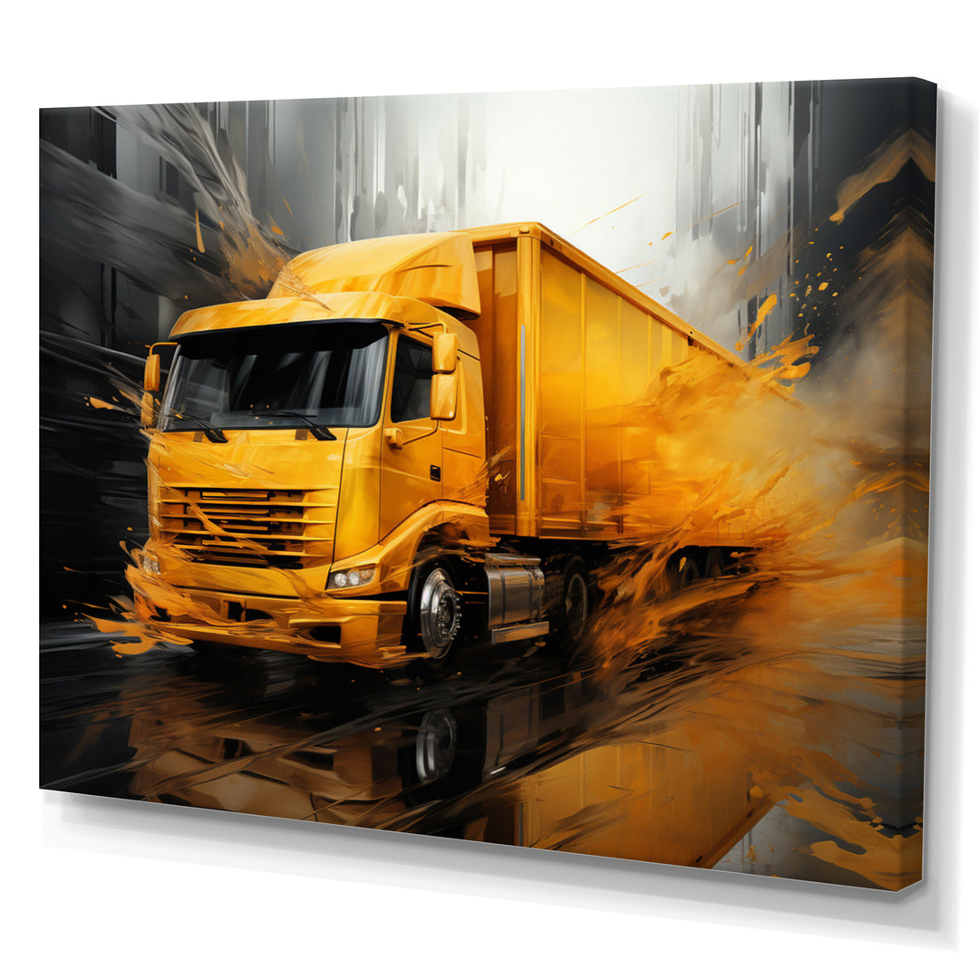 Yellow Truck 53Ft Translucent Rhythms - Truck Canvas Wall Art