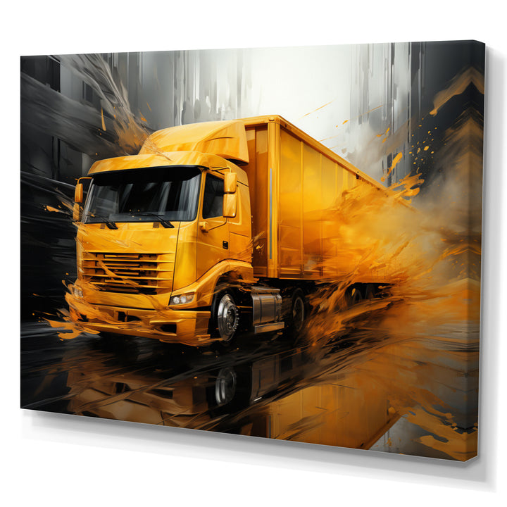 Yellow Truck 53Ft Translucent Rhythms - Truck Canvas Wall Art