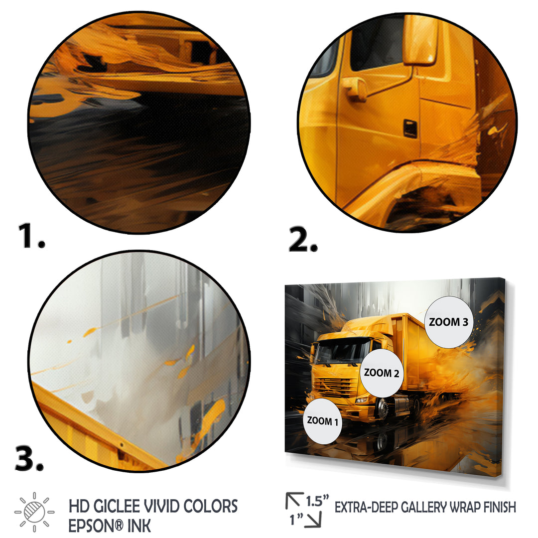 Yellow Truck 53Ft Translucent Rhythms - Truck Canvas Wall Art
