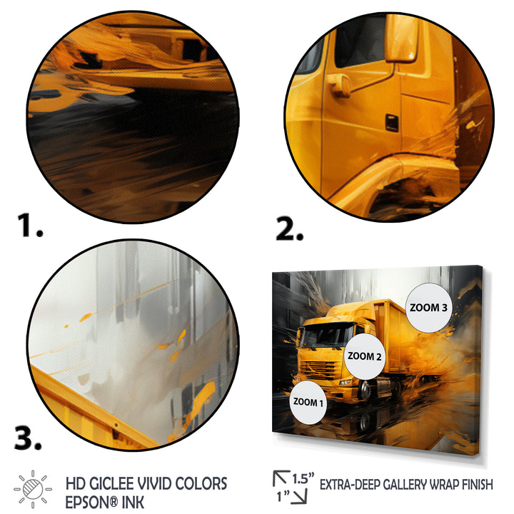 Yellow Truck 53Ft Translucent Rhythms - Truck Canvas Wall Art