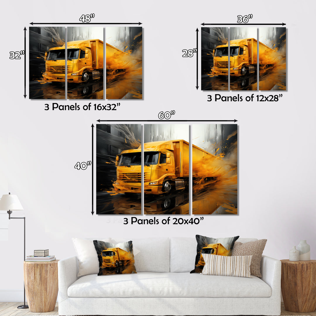 Yellow Truck 53Ft Translucent Rhythms - Truck Canvas Wall Art