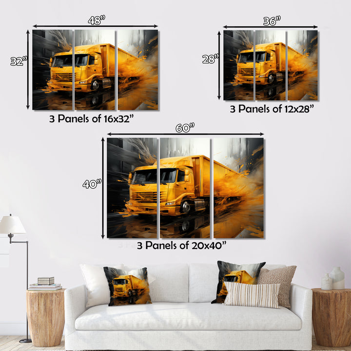Yellow Truck 53Ft Translucent Rhythms - Truck Canvas Wall Art