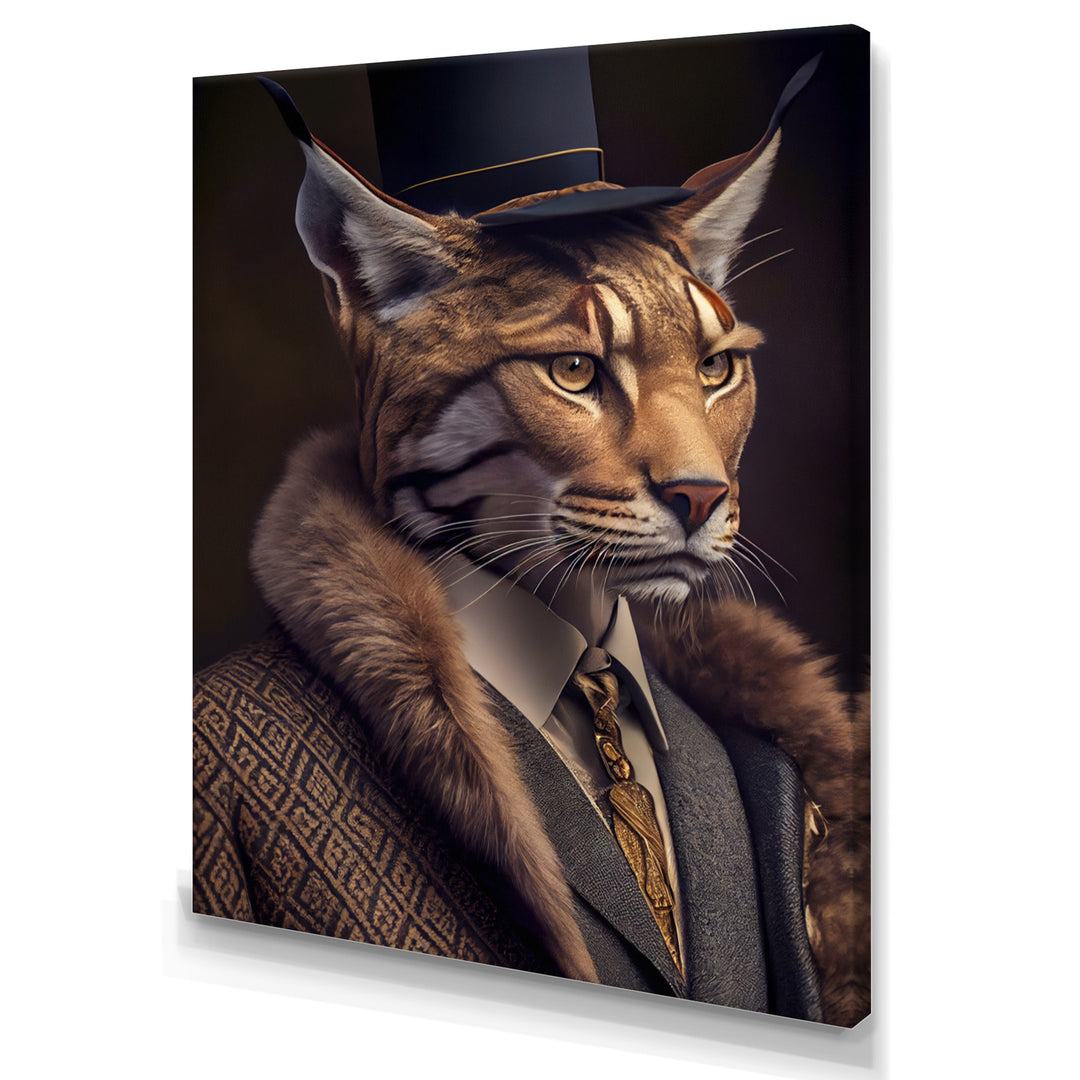 Stylish Cat In Fancy Fashion Design - Cat Large Canvas Wall Art