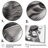 Monochrome Digital Drawing Of Little Kitten - Cat Living Room Wall Art