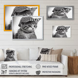 Monochrome Digital Drawing Of Little Kitten - Cat Living Room Wall Art