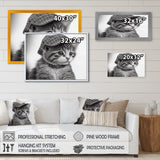Monochrome Digital Drawing Of Little Kitten - Cat Living Room Wall Art