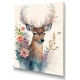 Cute Little Deer With Pink Flowers - Deer Canvas Wall Art