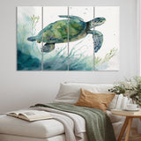 Watercolor Turtle Swimming II - Multi-Panels