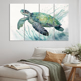 Watercolor Turtle Swimming IV - Multi-Piece Canvas Wall Art