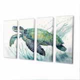 Watercolor Turtle Swimming IV - Multi-Panels