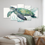 Watercolor Turtle Swimming IV - Multi-Panels