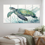 Watercolor Turtle Swimming IV - Multi-Panels
