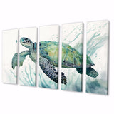Watercolor Turtle Swimming IV - Multi-Panels