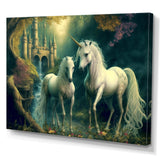 Two Gracious Unicorn In Fantasy Landscape - White Horse Wall Art