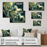 Two Gracious Unicorn In Fantasy Landscape - White Horse Wall Art