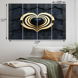 Black And Gold Radiant Shining Heart I - Multi-Piece Canvas Wall Art