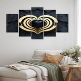 Black And Gold Radiant Shining Heart I - Multi-Panels