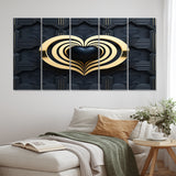 Black And Gold Radiant Shining Heart I - Multi-Panels