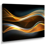3D Gold Waves in Black Canvas Canvas