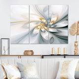 Fractal Flower Tender White Sensitivity I - Canvas Multipanels Set of 3