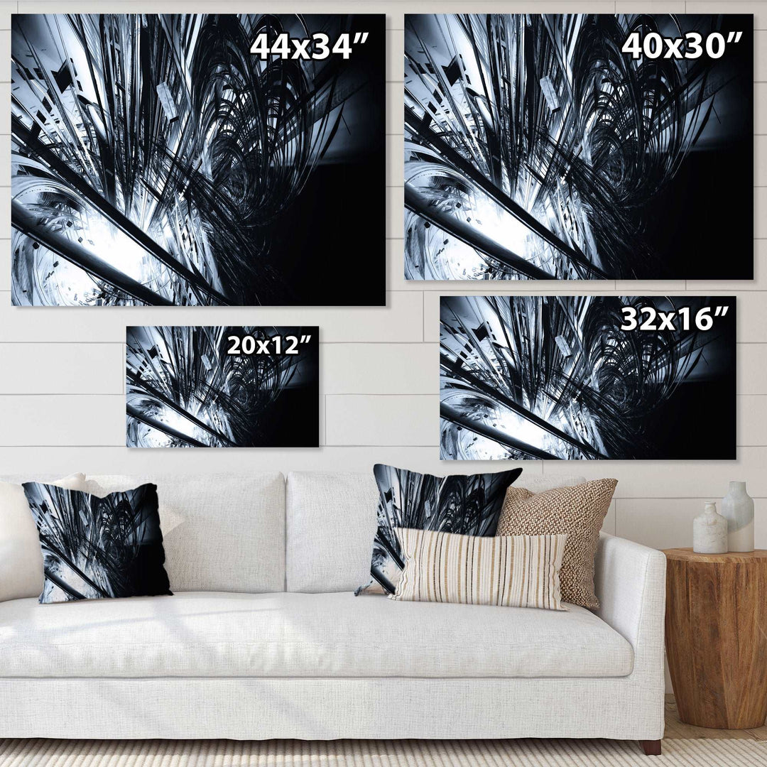 3D Abstract Art Black White Framed Print Matte White - 1.5" Width