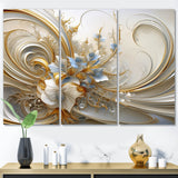 Tender Light Blue Floral Whirling Spiral I - 3-Piece Canvas Wall Art