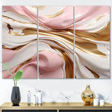 Pink And Gold Liquid Glam Wave III - Canvas Wall Art Sets