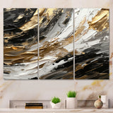 Imminent Bliss Bold Textured Gold and Black V - Multi-Panels