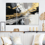 Golden River Wildness Abstract Gold And Black - 3-Piece Canvas Wall Art